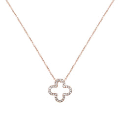 DIAMOND  CLOSEOUT! .08ct 14kt Rose Gold Quatrefoil Flower Diamond Pendant