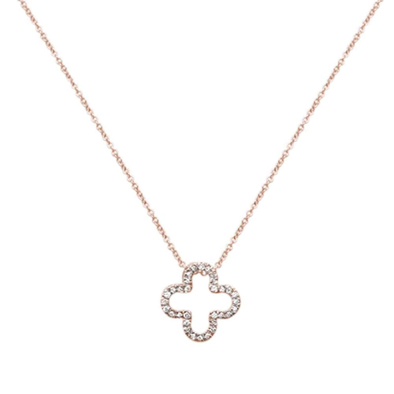 DIAMOND  CLOSEOUT! .08ct 14kt Rose Gold Quatrefoil Flower Diamond Pendant