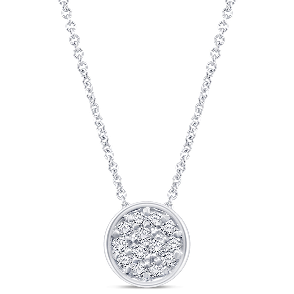 DIAMOND CLOSEOUT! .08ct 14kt White Gold Round Diamond Drop Pendant 18" Necklace