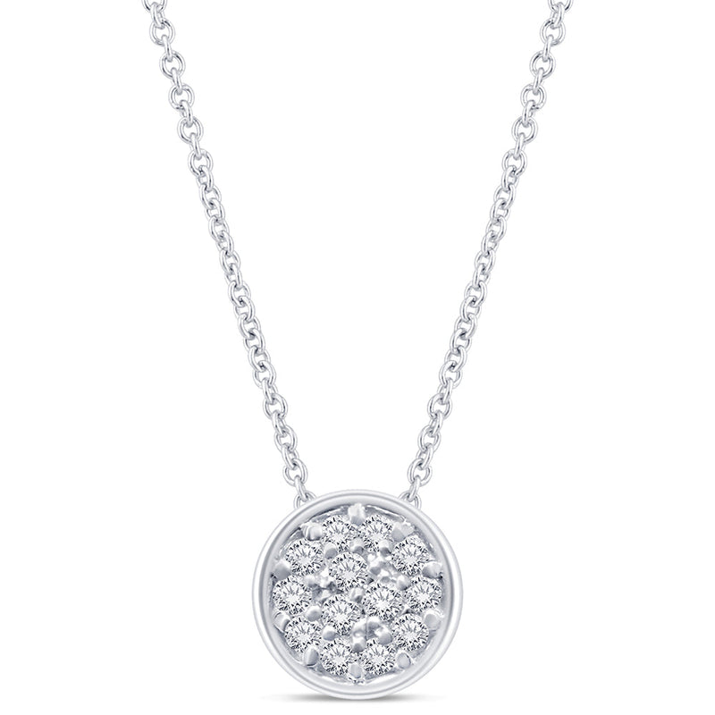 DIAMOND CLOSEOUT! .08ct 14kt White Gold Round Diamond Drop Pendant 18" Necklace