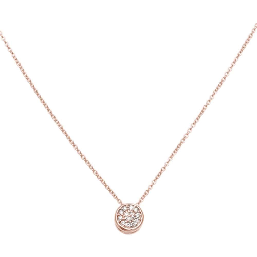 DIAMOND CLOSEOUT! .08ct 14kt Rose Gold Round Diamond Drop Pendant 18" Necklace