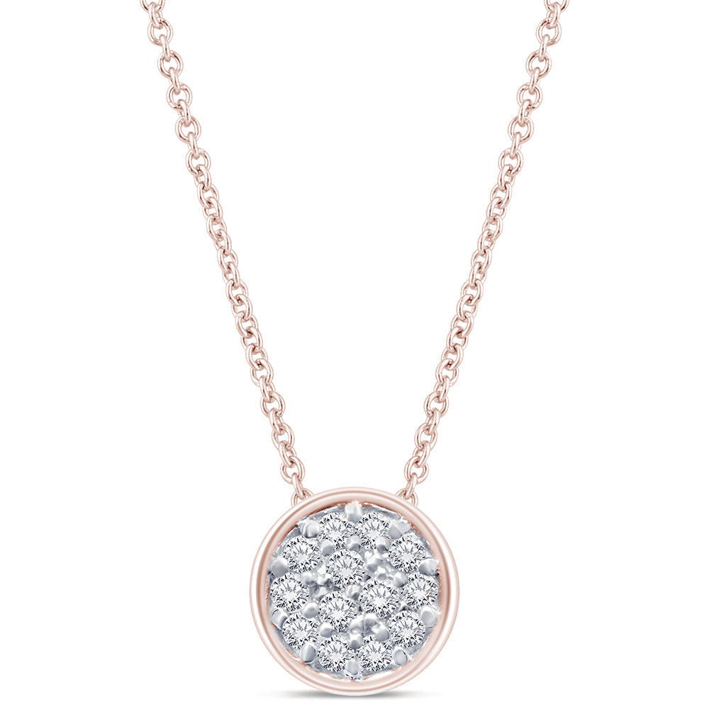 DIAMOND CLOSEOUT! .08ct 14kt Rose Gold Round Diamond Drop Pendant 18" Necklace