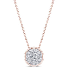 DIAMOND CLOSEOUT! .08ct 14kt Rose Gold Round Diamond Drop Pendant 18" Necklace