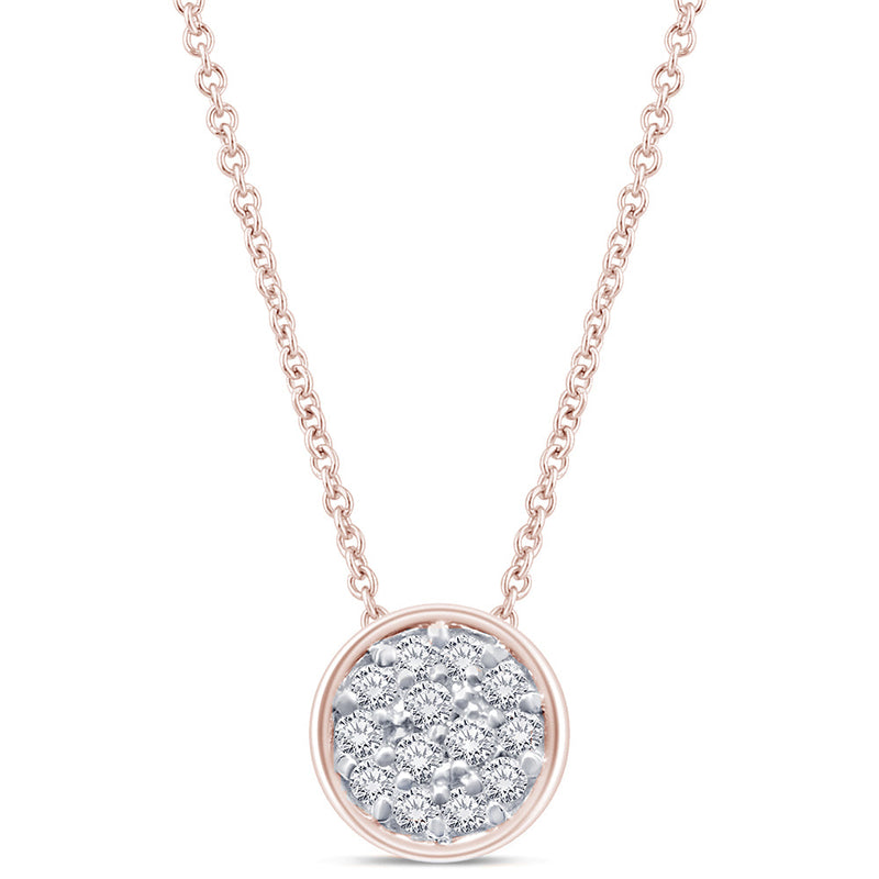 DIAMOND CLOSEOUT! .08ct 14kt Rose Gold Round Diamond Drop Pendant 18" Necklace