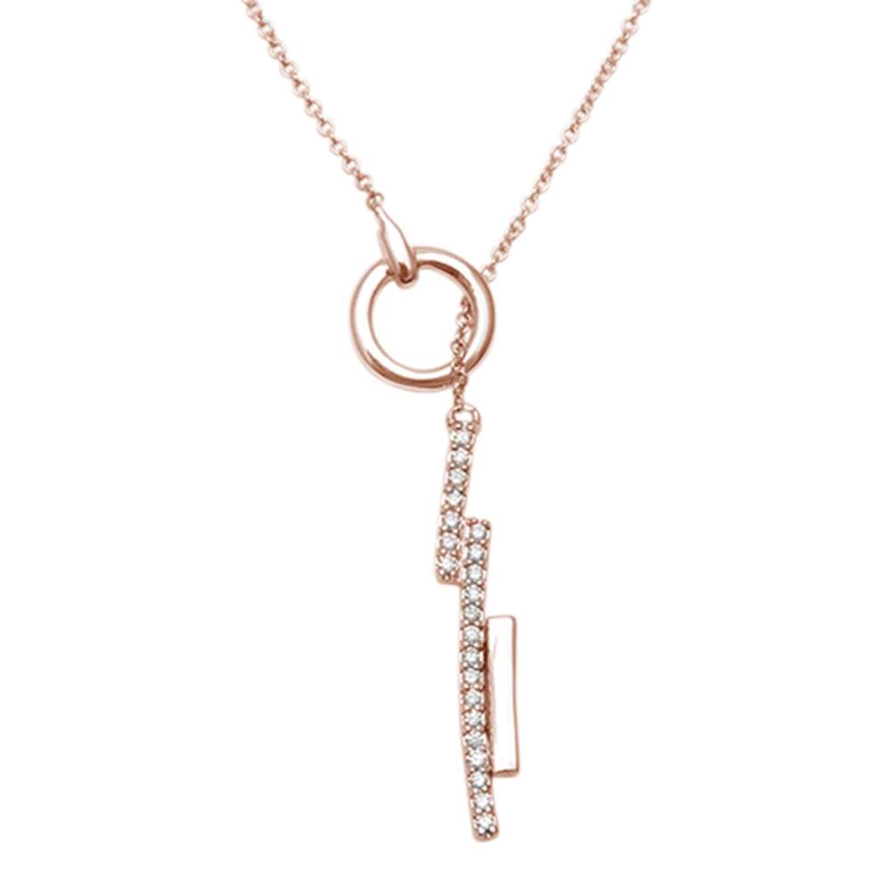 DIAMOND CLOSEOUT! .13ct 14kt Rose Gold Modern Trendy Drop Diamond Pendant 18" Necklace