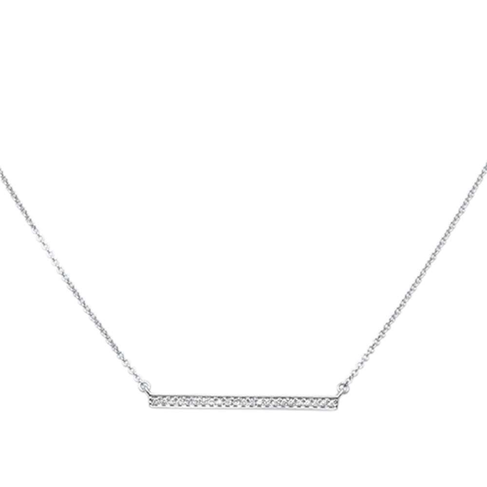DIAMOND CLOSEOUT! .07ct 14kt White Gold Diamond Trendy Bar Pendant 18" Necklace