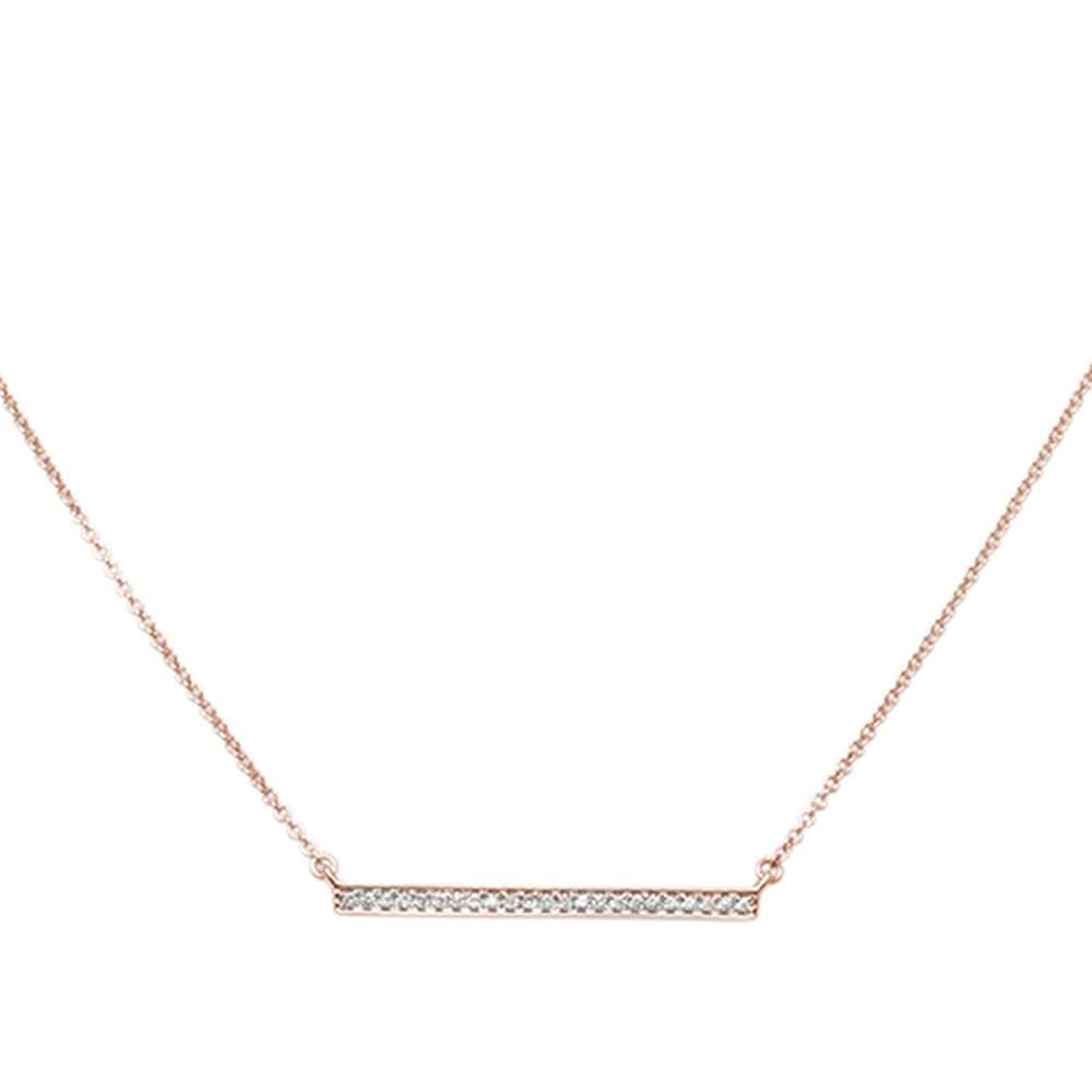 DIAMOND CLOSEOUT! .07ct 14kt Rose Gold Diamond Trendy Bar Pendant 18" Necklace