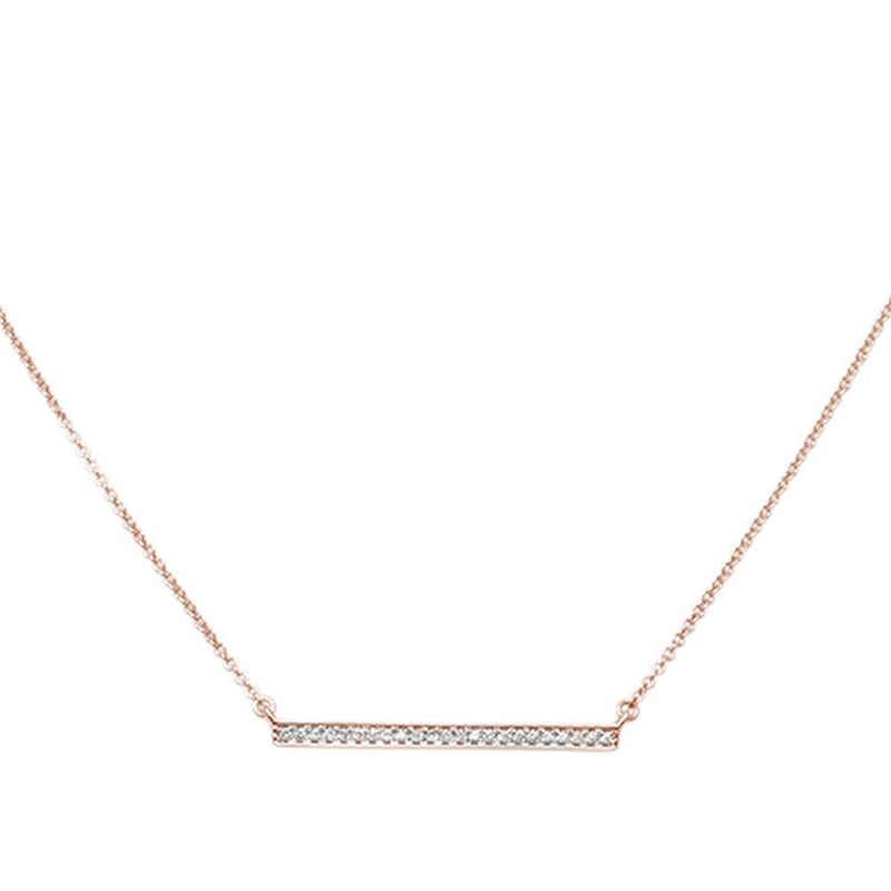 DIAMOND CLOSEOUT! .07ct 14kt Rose Gold Diamond Trendy Bar Pendant 18" Necklace