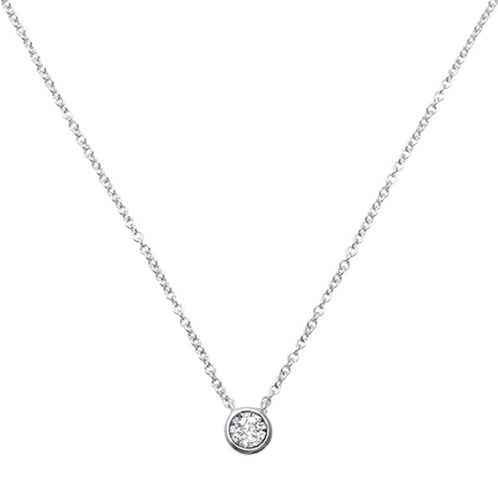 DIAMOND CLOSEOUT! .07ct 14kt White Gold Round Bezel Diamond Solitaire Pendant 18" Necklace