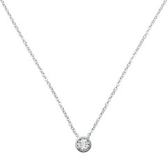 DIAMOND CLOSEOUT! .07ct 14kt White Gold Round Bezel Diamond Solitaire Pendant 18" Necklace