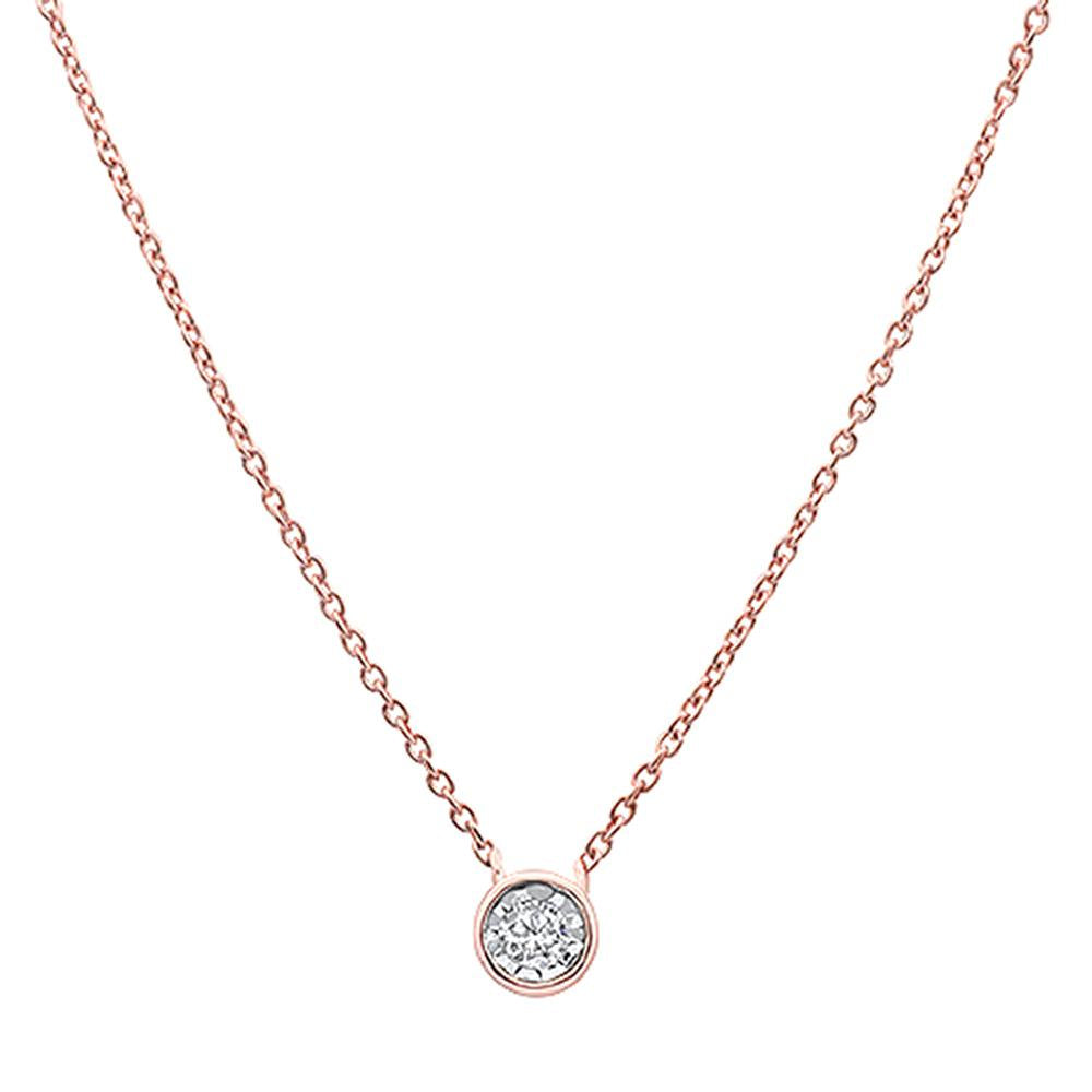 DIAMOND CLOSEOUT! .07ct 14k Rose Gold Round Diamond Solitaire Pendant Necklace 18"Long