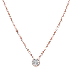 DIAMOND CLOSEOUT! .07ct 14k Rose Gold Round Diamond Solitaire Pendant Necklace 18"Long