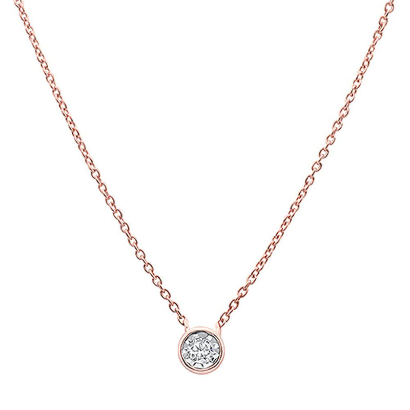 DIAMOND CLOSEOUT! .07ct 14k Rose Gold Round Diamond Solitaire Pendant Necklace 18"Long