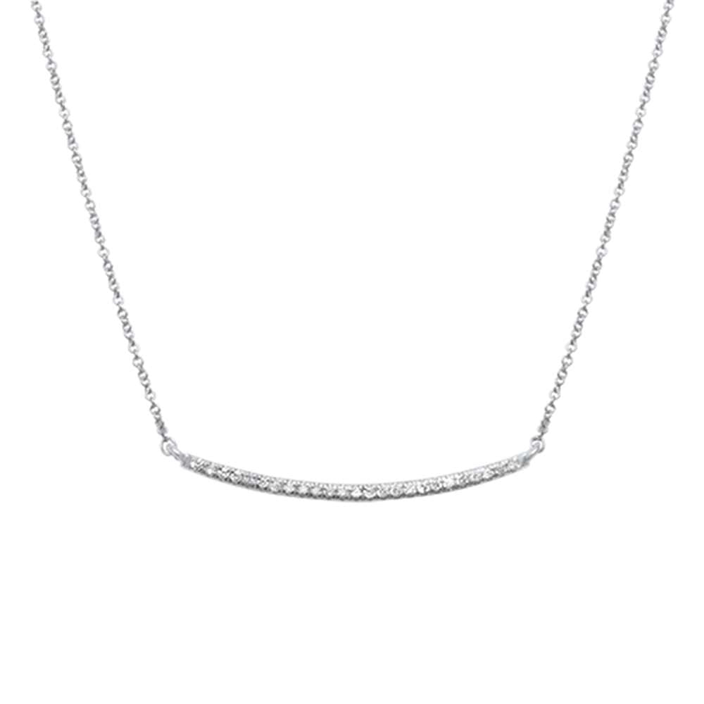 DIAMOND  CLOSEOUT! .15ct 14kt White Gold Diamond Trendy Bard Pendant 18" Necklace