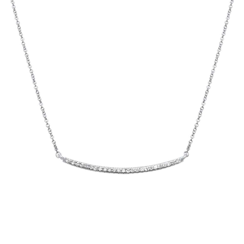 DIAMOND  CLOSEOUT! .15ct 14kt White Gold Diamond Trendy Bard Pendant 18" Necklace