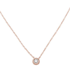 DIAMOND  CLOSEOUT! .06ct 14kt Rose Gold Bezel Solitaire Round Diamond Pendant 18" Necklace