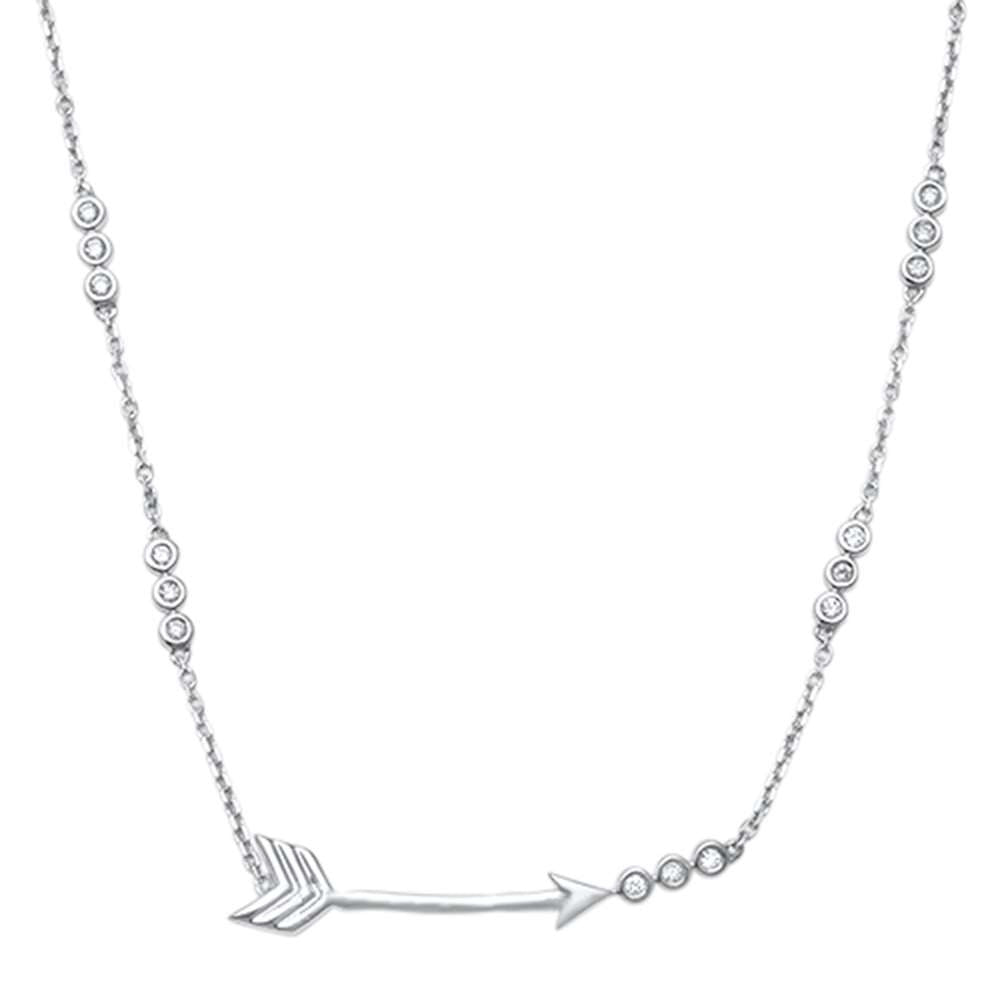 DIAMOND CLOSEOUT! .15ct 14kt White Gold Diamond Trendy Cupid Arrow Layer Pendant 18" Necklace