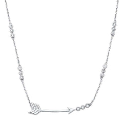 DIAMOND CLOSEOUT! .15ct 14kt White Gold Diamond Trendy Cupid Arrow Layer Pendant 18" Necklace