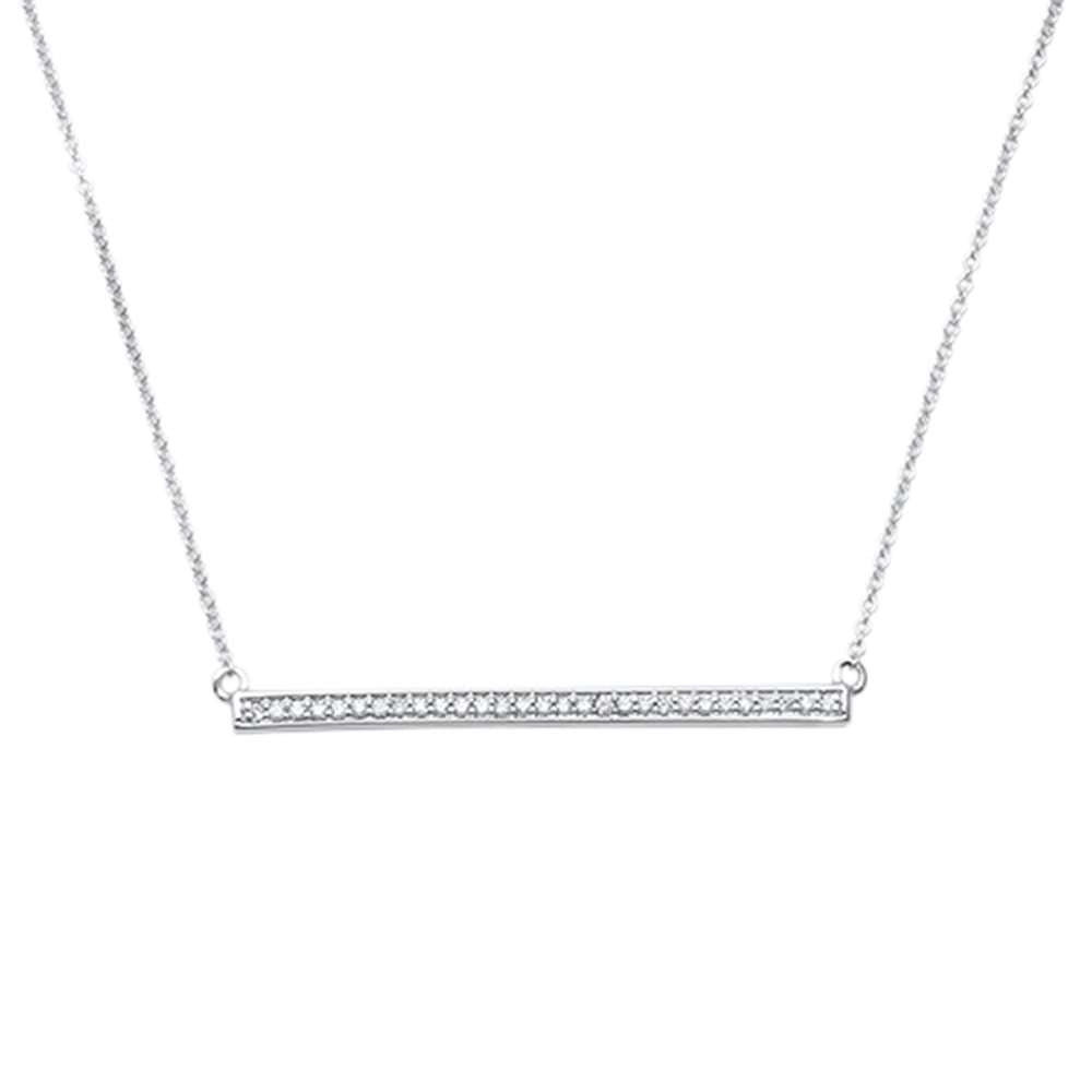 DIAMOND CLOSEOUT! .14ct 14kt White Gold Trendy Round Diamond Bar Pendant 18" Necklace