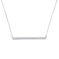 DIAMOND CLOSEOUT! .14ct 14kt White Gold Trendy Round Diamond Bar Pendant 18" Necklace