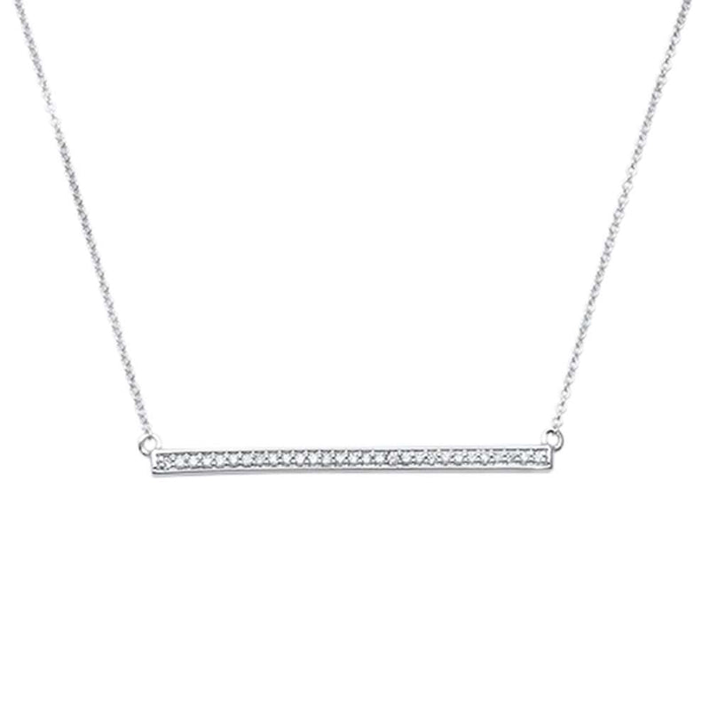 DIAMOND CLOSEOUT! .14ct 14kt White Gold Trendy Round Diamond Bar Pendant 18" Necklace