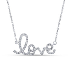DIAMOND CLOSEOUT! .16ct 14kt White Gold Diamond Heart Love Script Pendant 18" Necklace