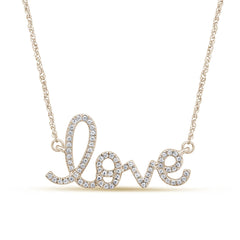 DIAMOND CLOSEOUT!  .16ct G SI 14k Yellow Gold Diamond Heart "Love" Script Pendant Necklace 18" Long