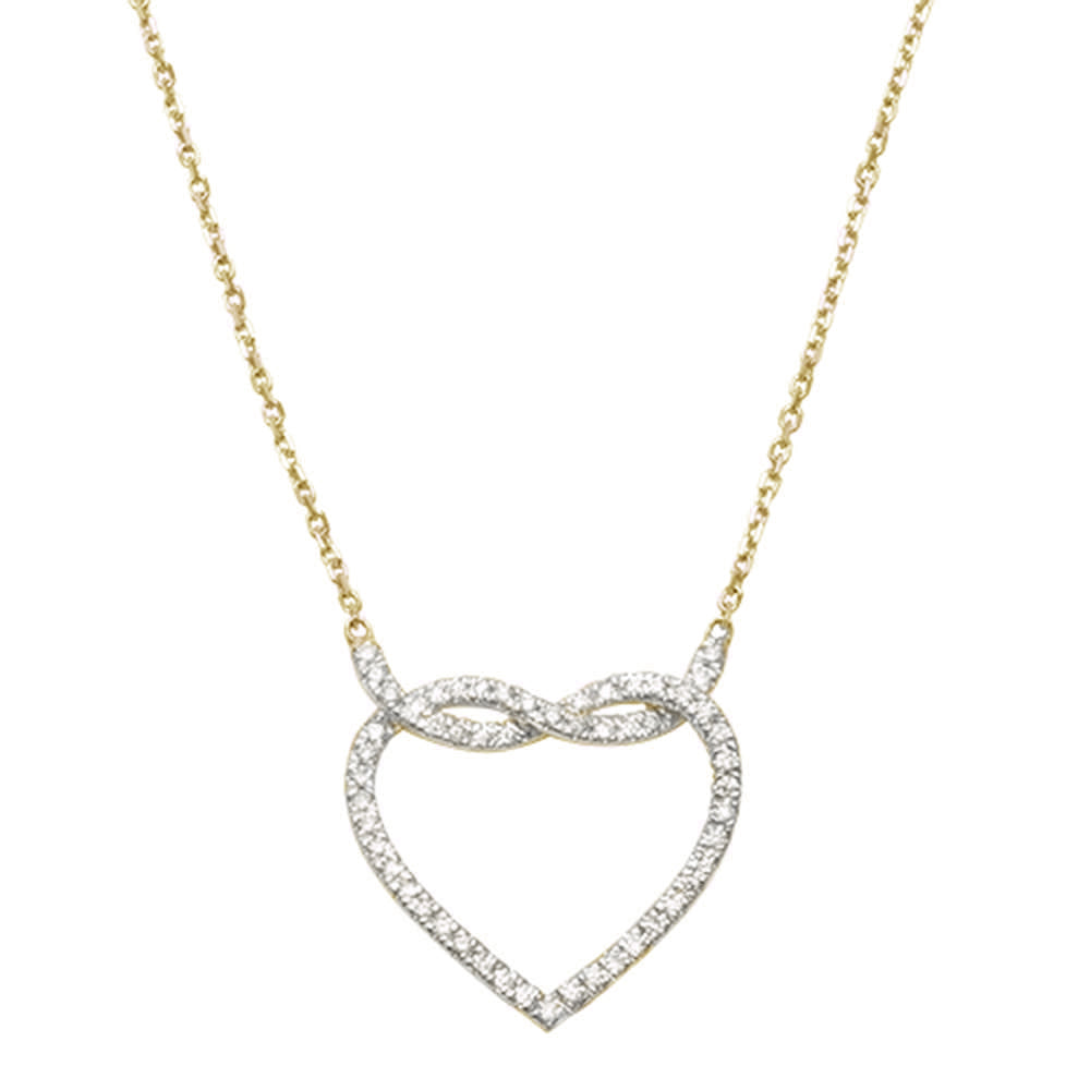 SPECIAL! 14kt Yellow Gold Infinity Love Knot Heart Diamond Pendant 18" Necklace