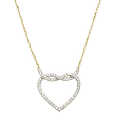 SPECIAL! 14kt Yellow Gold Infinity Love Knot Heart Diamond Pendant 18" Necklace