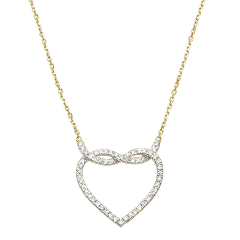 SPECIAL! 14kt Yellow Gold Infinity Love Knot Heart Diamond Pendant 18" Necklace