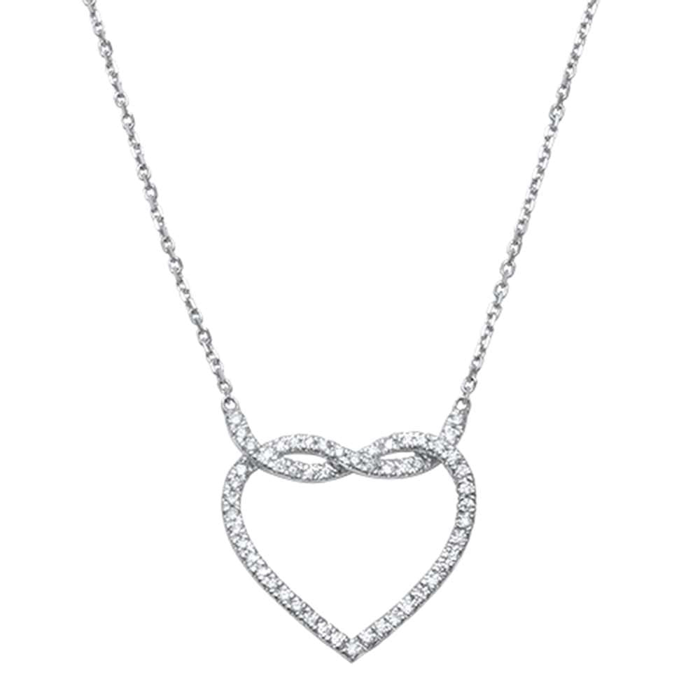 SPECIAL!.24ct 14kt White Gold Infinity Love Knot Heart Diamond Pendant 18" Necklace