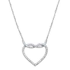 SPECIAL!.24ct 14kt White Gold Infinity Love Knot Heart Diamond Pendant 18" Necklace