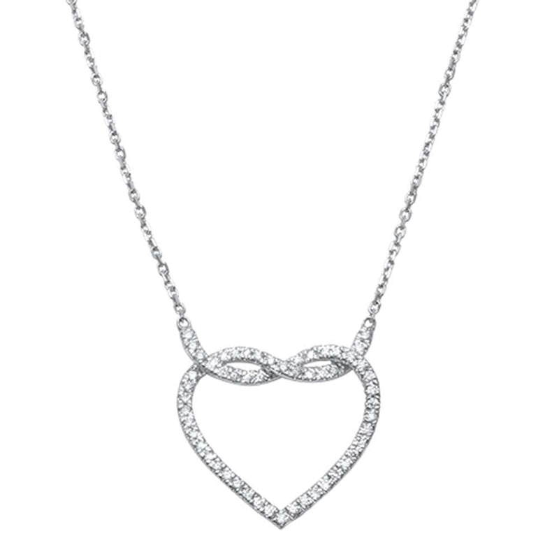 SPECIAL!.24ct 14kt White Gold Infinity Love Knot Heart Diamond Pendant 18" Necklace