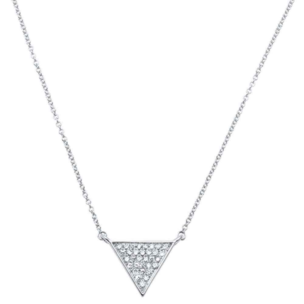 DIAMOND CLOSEOUT! .15ct 14kt White Gold Triangle Trendy Diamond Pendant 18" Necklace