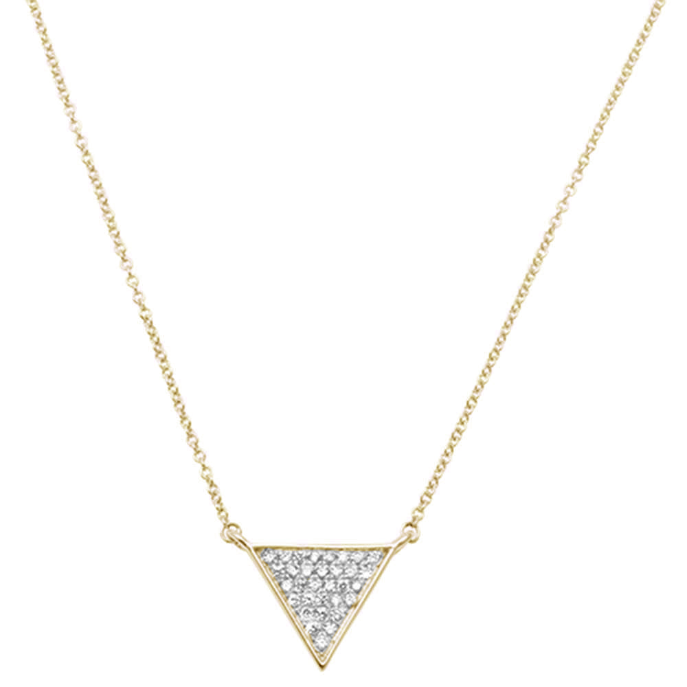 DIAMOND CLOSEOUT!  .16ct 14kt Yellow Gold Triangle Trendy Diamond Pendant 18" Necklace