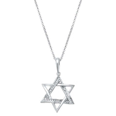 DIAMOND CLOSEOUT!  .05ct 14kt White Gold Diamond Star of David Charm Necklace Pendant 18"