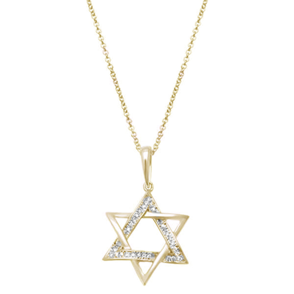 DIAMOND CLOSEOUT!  .05ct 14kt Yellow Gold Diamond Star of David Charm Necklace Pendant 18"