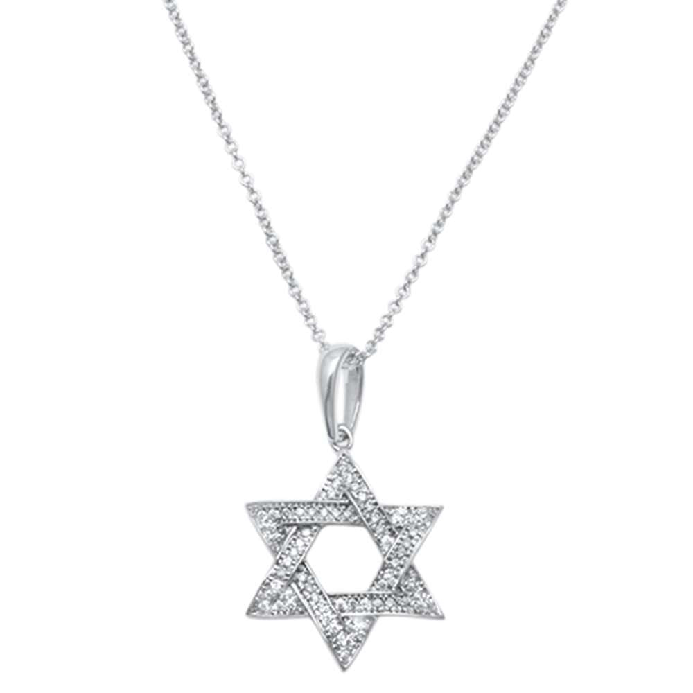 DIAMOND CLOSEOUT!  .10ct 14kt White Gold Jewish Star of David Diamond Pendant 18" Necklace