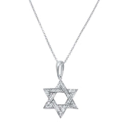 DIAMOND CLOSEOUT!  .10ct 14kt White Gold Jewish Star of David Diamond Pendant 18" Necklace