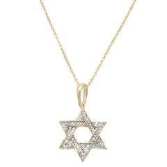 DIAMOND CLOSEOUT!  .10ct G SI 14K Yellow Gold Diamond Star of David Pendant Necklace 18"