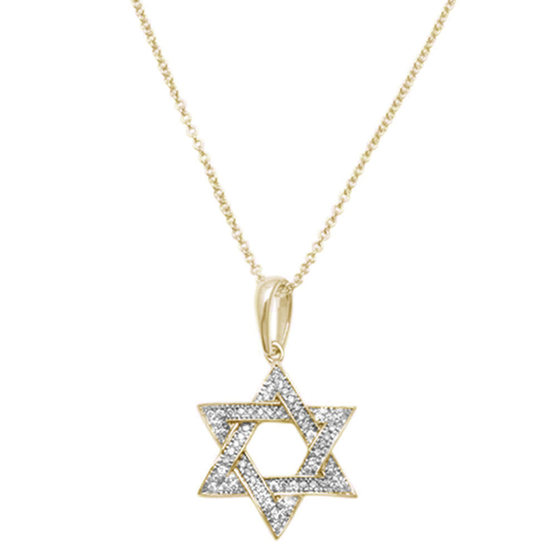 DIAMOND CLOSEOUT!  .10ct G SI 14K Yellow Gold Diamond Star of David Pendant Necklace 18"