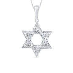 DIAMOND CLOSEOUT!  .10ct 14kt White Gold Jewish Star of David Diamond Pendant 18" Necklace