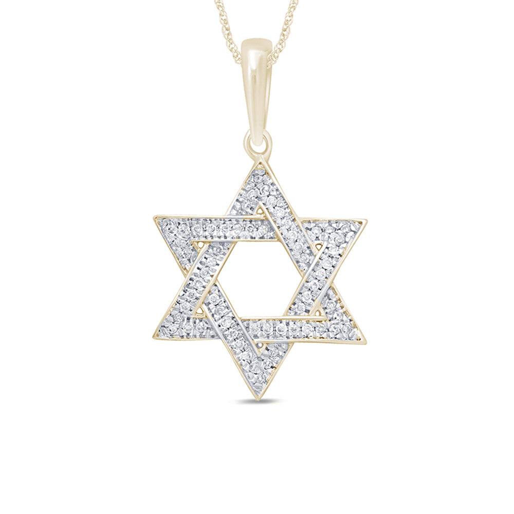 DIAMOND CLOSEOUT!  .10ct G SI 14K Yellow Gold Diamond Star of David Pendant Necklace 18"