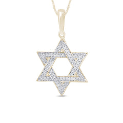 DIAMOND CLOSEOUT!  .10ct G SI 14K Yellow Gold Diamond Star of David Pendant Necklace 18"
