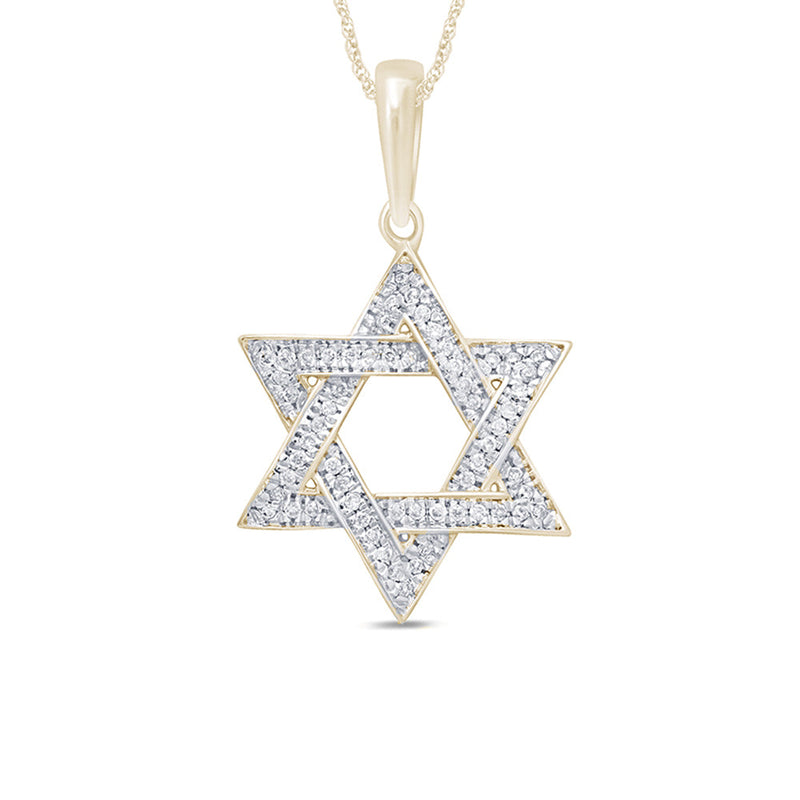 DIAMOND CLOSEOUT!  .10ct G SI 14K Yellow Gold Diamond Star of David Pendant Necklace 18"