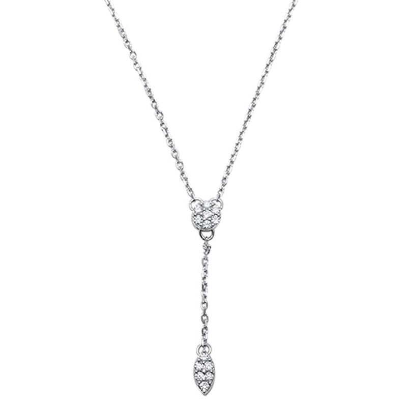 DIAMOND CLOSEOUT! .11ct 14k White Gold Diamond Drop Dangle Flower Lariat Pendant 18"Necklace