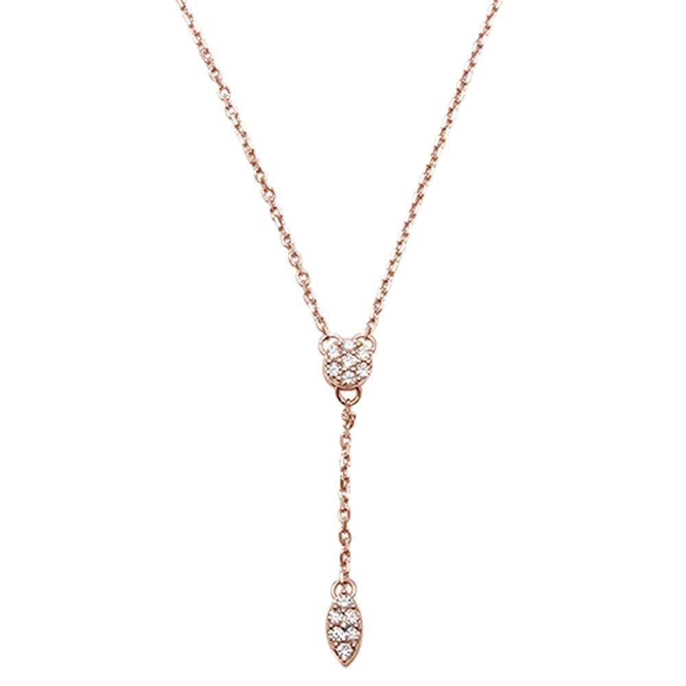 DIAMOND CLOSEOUT! .11ct 14kt Rose Gold Drop Dangle Lariat Pendant Necklace 16"