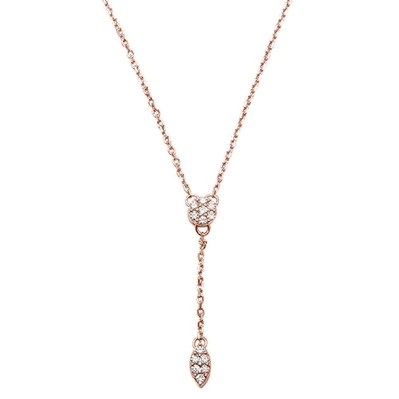 DIAMOND CLOSEOUT! .11ct 14kt Rose Gold Drop Dangle Lariat Pendant Necklace 16"