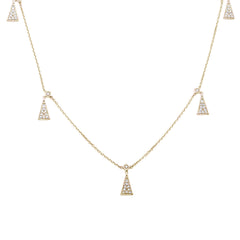 SPECIAL!.17ct 14kt Yellow Gold Trendy Triangle Round Diamond Pendant 18" Necklace