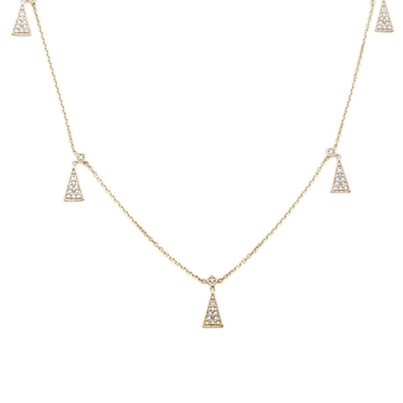 SPECIAL!.17ct 14kt Yellow Gold Trendy Triangle Round Diamond Pendant 18" Necklace
